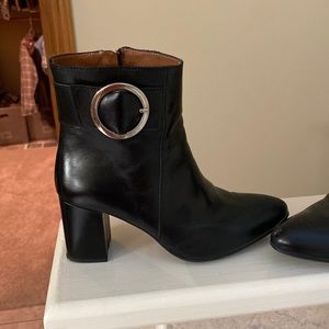 Black leather 3” heel ankle boot.  Marroqui Sanchez size 39/size 8